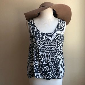 Myne Tribal Silk Tank with Tiered Back